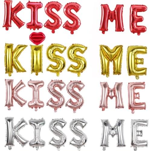16inch letter /lot Kiss Me Valentines Day Decoration Balloon Love Letter I Love You Lips Foil Balloon Wedding Anniversary Ball