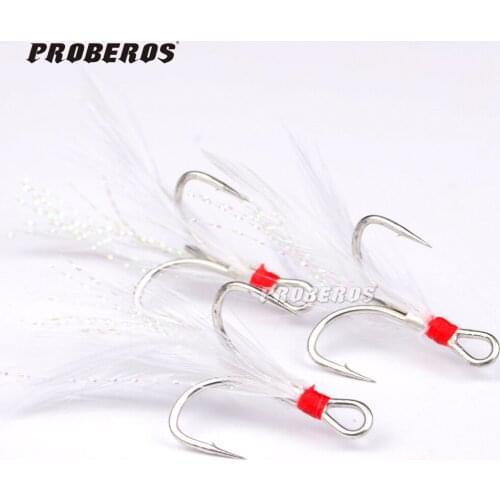 20pcs/Lot Fishing Hook White Red Fly Tying Hooks Treble Hooks Fishhook Carp Hook Free Shipping