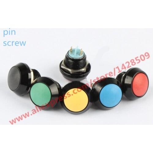 5 Pcs 12mm momentary black metal push button switch Spherical switch Stainless Steel Car Modification Horn Doorbell Switch
