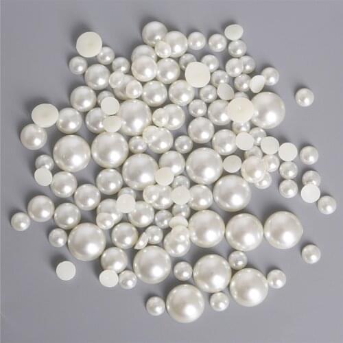 50-1000pcs 12size Ivory Flatback Half Round Plastic ABS Imitation Pearl Beads for DIY Jewelry Craft Scrapbook Decoration