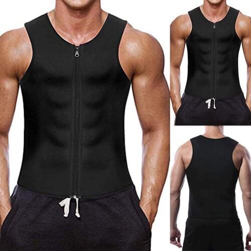 80% HOT SALES!!! Men Sports Compression Sweat Vest Body Shaper Zipper Slimming Sauna Tank Top