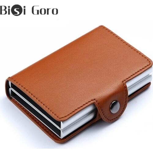 BISI GORO 2020 Anti-theft RFID Smart Wallet Money Bag Business Wallets For Credit Card Aluminum Double Boxes ID Card Wallets