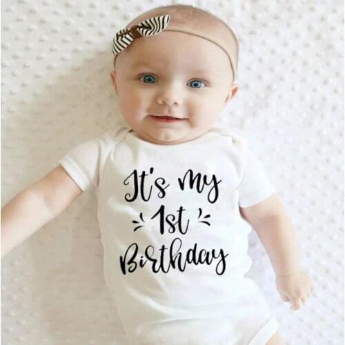 Its My 1st Birthday Newest Fashion Infant Baby Bodysuit Boys Girls Clothes Summer Simple Print Romper Jumpsuit Outfit Sunsuit
