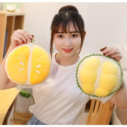 1pc 20CM kawaii Fruit Orange & Durian Plush Toys Lovely Simulation Plant Dolls Home Decor Gift Stuffed Pillow for Baby Girls