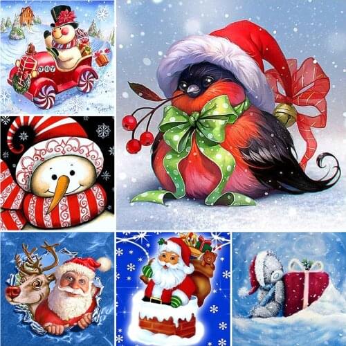 5D DIY Diamond Painting Christmas Card Gift Snowman Cross Stitch Full Diamond Embroidery Santa Claus Rhinestones Mosaic Picture