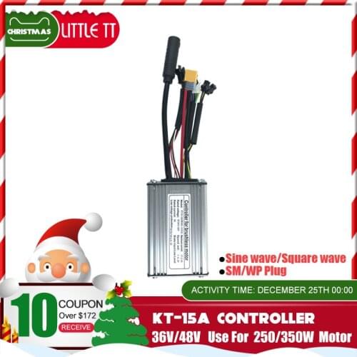 KT Ebike Controller 36V 48V 250W 350W 15A Brushless 6 Mosfet Electric Bike Square Wave Sinewave Controller with Light Function
