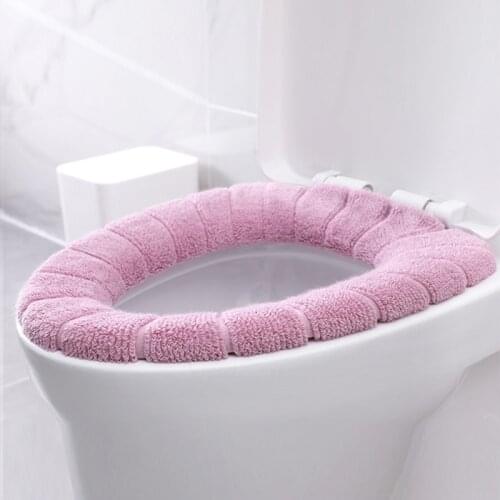 1PC Washable Toilet Seat Cover Universal O Warm Soft Restroom Bathroom Accessorie Toilet Lid Cover Accessories Comfortable Pads