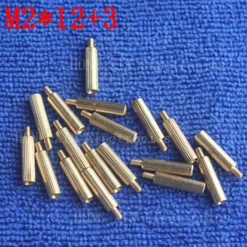 M2*12+3 10Pcs brass Standoff 12mm Spacer Standard Male-Female brass standoffs Metric Thread Column High Quality 10 piece sale
