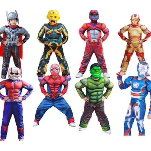 Halloween Disney Iron Man Captain America Hulk Spider-Man cosplay hero party show costumes 3-8 years old children send masks