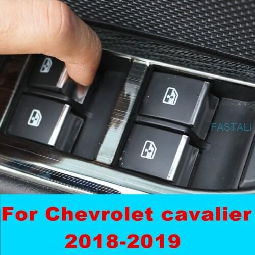 For Chevrolet cavalier 2018-2019 Car window button metal sequins stickers stainless steel decorative stickers car accessories