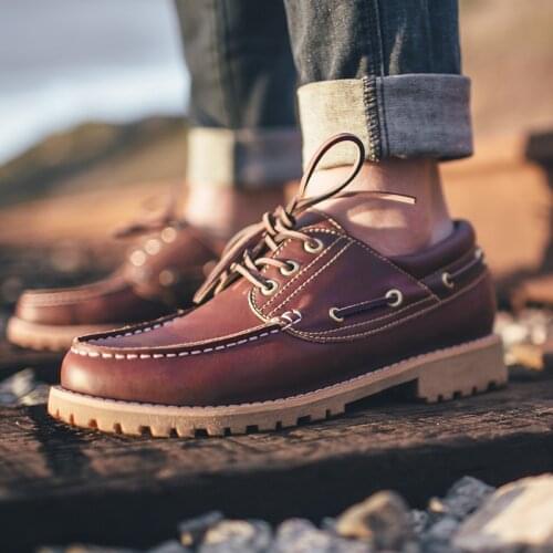 Men Loafers Moccasins Leather Casual Boat Shoes Large Size Cow Genuine Leather Men Boat Shoes Classic Shoes Male Tooling boots