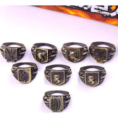 Attack on Titan Rings set Figure Toys Shingeki no Kyojin Scouting Legion Corps Cosplay Props Halloween Party Ring set