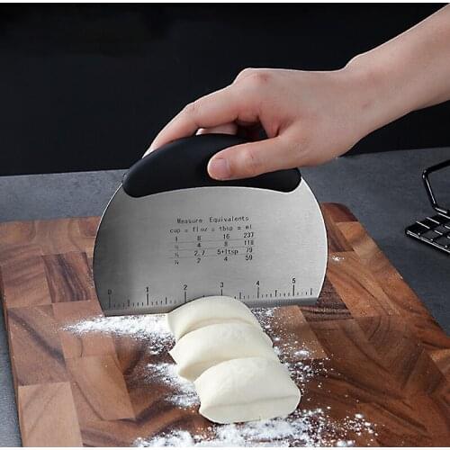 Stainless Steel Pastry Scraper Chopper Flour Pastry Cutte With Scale Cream Smooth Cake Spatula Dough Pizza Cutter Baking Tools