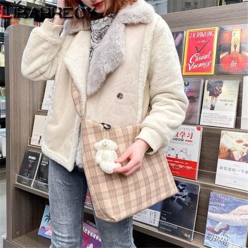 2021 New Tassel Students Messenger Bag Fashion Plaid Designer Ladies Shoulder Bags Woman Multifunctional Casual Bag Sac A Main