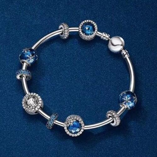 NEW 100% 925 Sterling Silver Rose gold Heart bracelet Clear CZ Charm Bead fit pendant DIY Bangles Set factory wholesale