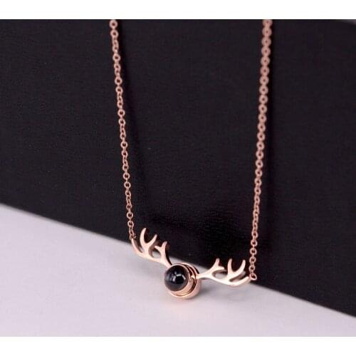 Stainless Steel I Love You 100 Languages Light Projection Beer clavicle chain Necklace Hot Selling Lover Jewelry Necklace