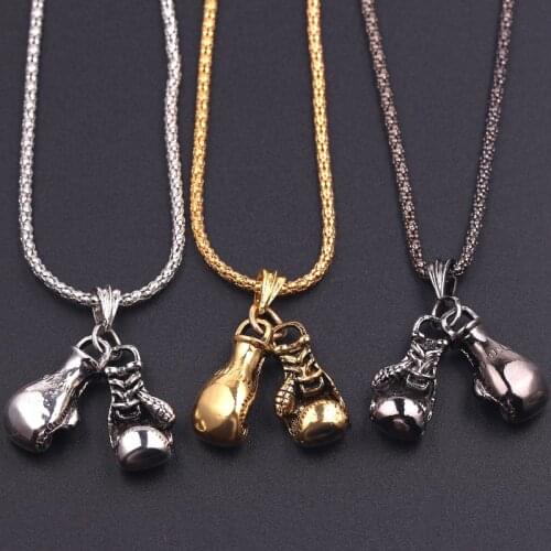 Mini Boxing Glove Pendant Necklace Gold Silver Color Fashion Hip Hop Jewelry Accessories Fitness Gifts for Sports Lovers