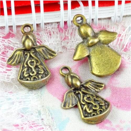 30pcs/lot 21*16MM Vintage Antique Bronze Plated Angel wings pendants Jewelry Charm Pendants Findings Fit Jewelry Making