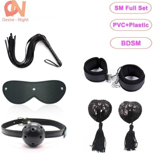 BDSM Bondage Full Set Sex Leather Toys for Women Couples for adults 18 games Exotic Accessories Gag Handcuffs Nipple Clamps Whip