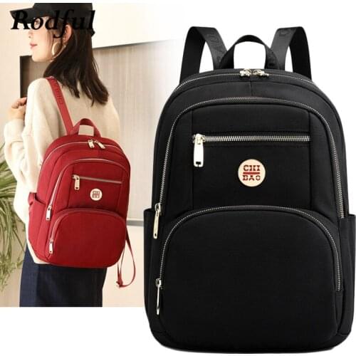 Casual Nylon Fabric Backpack Female 2021 Youth Back Pack School Bag Backpacks for Teenager Girls Ladies Bagpack Dark Blue Black