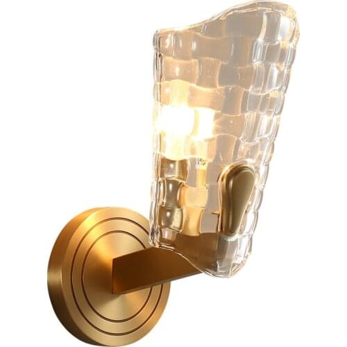 Light luxury copper wall lamp postmodern bedroom bedside lamp Nordic living room TV background staircase corner wall lamp