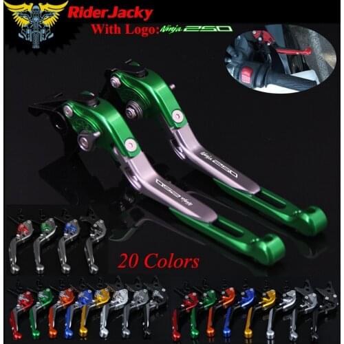 RiderJacky LOGO "NINJA 250" Motorcycle CNC Brake Clutch Levers For Kawasaki NINJA 250R 2008-2012 2009 2010 2011
