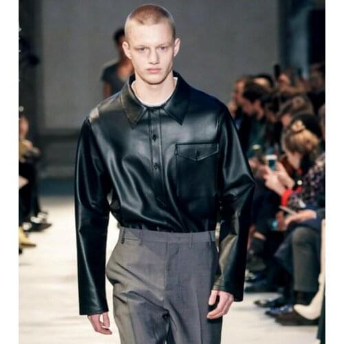 S-6XL 2019 Mens clothing GD Hair Stylist Street European and American fashion show leather Shirt plus size Singer costumes