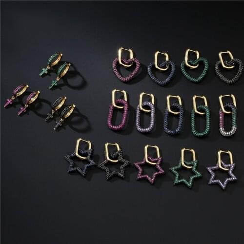 HECHENG 1pc,Gun Black earrings,The cross Love Heart Star Geometry Jewelry,Fashion Charm earring For Women