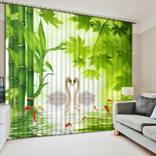 Bamoo curtains custom curtain Window Blackout Luxury 3D Curtains set For Bed room Living room Office Hotel