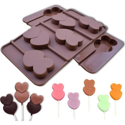 Heart-shaped Silicone Mold Cake Chocolate Non Stick Lollipop Mold Baking Tray Candy Mold Pastry Tool Silicon Molds