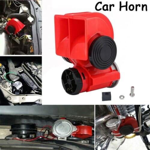 12V 250DB Super Loud Horn Auto Twin Dual Tone Compact Air Horns Kit Car Truck Train Boat Twin Tone LoudSpeaker Red for Motorcyle