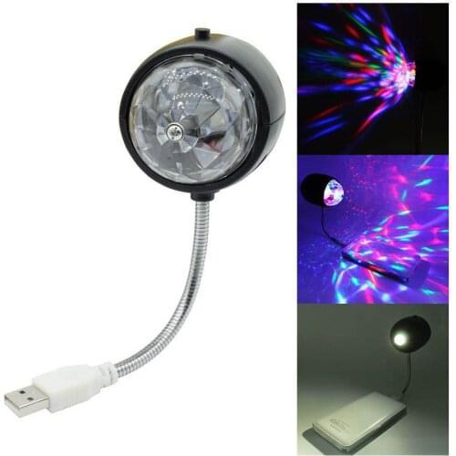 USB Mini Disco Ball Rotating Dulb 2 In 1 Two-Color LED Portable Power Dank Light RGB Color Light Stage Party Light Family Party