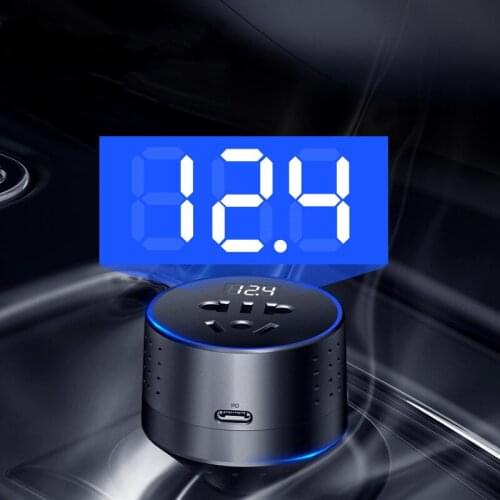 GKFLY USB Charger With Voltage Display Type-C PD QC3.0 Fast Charging 12V To 220V Car Inverter Car Charger Cigarette Lighter