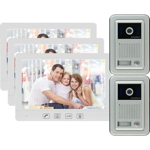 ZHUDELE 10.1" Video Door Phone Intercome Doorbell Remote Unlock Night Vision Rainproof Security CCD Camera Home Surveillance 2V3