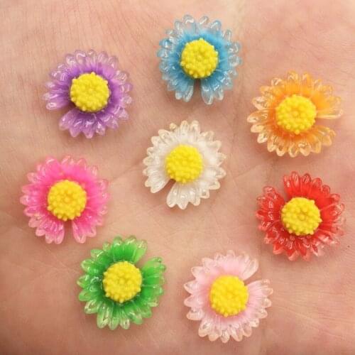 100PCS Mix Resin 16mm Flower Gap Daisy Crystal Flatback Rhinestone Scrapbook DIY Wedding Applique Ornaments SF917*10