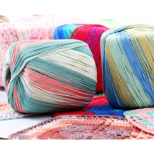 145m Cotton Pearl Lace Yarn Segment Dyed Handmade Summer DIY Crochet Shawl Knitting Weaving Fine Line