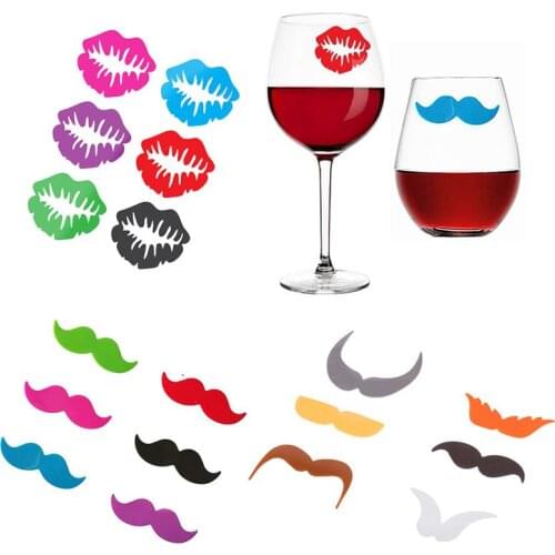 18pcs/set Creative Wine Glass Charm Moustache Lip Wine Glass Marker Wine Glass Decoration Bar Accessories Tools