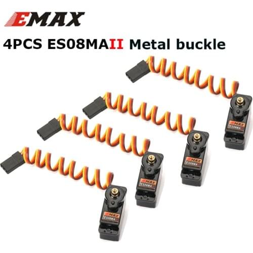 4pcs Original EMAX ES08MA II Mini Metal Gear Analog Servo Micro-steering gear Suitable for fixed wing, 450 helicopters