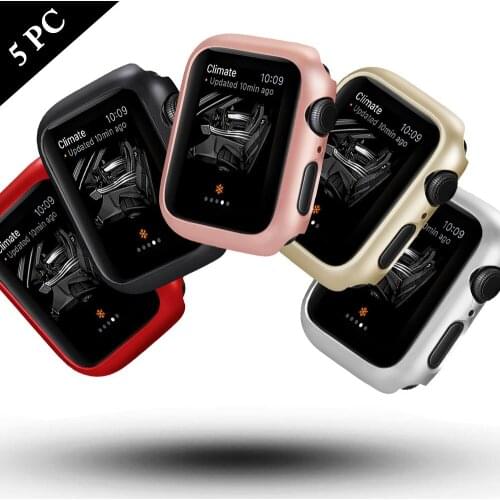 5 PCs Oiled Cases for Apple Watch Series 6/5/4/SE PC Anti-fall Protective Cover High Quality Bumper Shell for iWatch 44MM 40MM