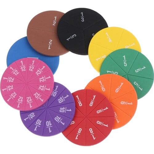 51pcs/set Circular Fractions Kids Early Education Math Toy Without Magnetic