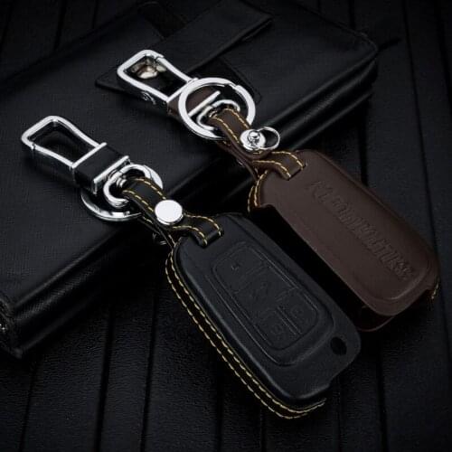 ABAIWAI Car Key Holder Covers For Chevrolet Chevy Malibu Camaro Accessories Part Styling Holder Interior Key Bag Genuine Leather