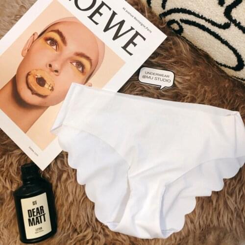 Ice Silk Solid Color Seamless For Women Edge Lingerie Sexy Underwear Mid Waist Breathable Sports Womens Briefs Seamless Panties