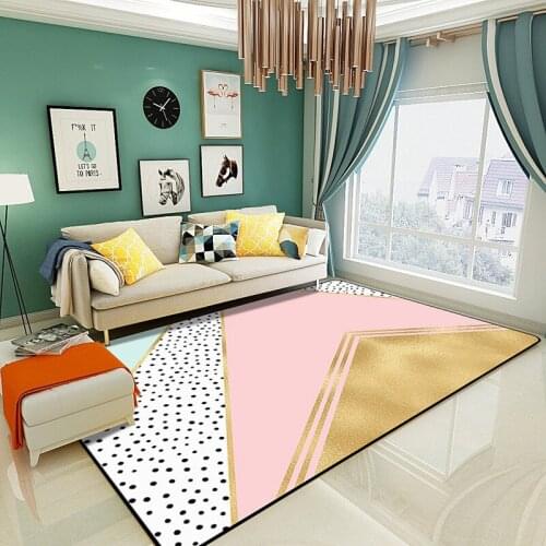 Pink Nordic Large Rugs Living Room Soft Thicken Carpet Kids Room Bedside Play Mat Modern Geometric Bedroom Area Rugs Carpets