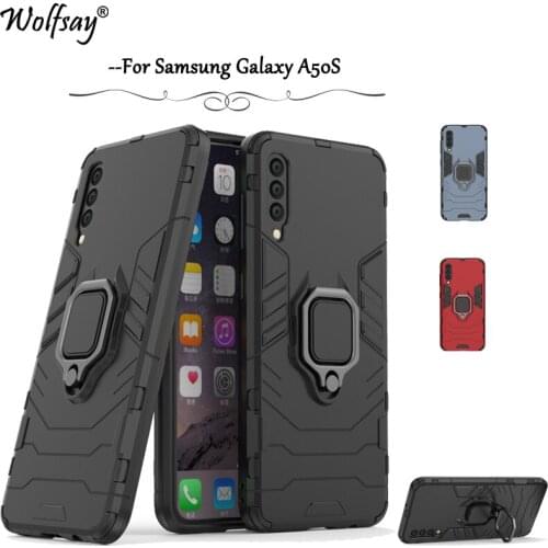 For Samsung Galaxy A50S Case Armor Metal Finger Ring Holder Phone Case For Samsung Galaxy A50S Protective Cover For Samsung A50S