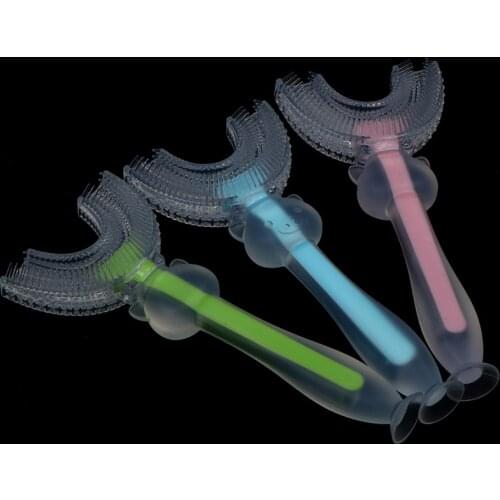 Kids Soft Silicone Toothbrush Baby Children Dental U-Shaped Toothbrush Sucker