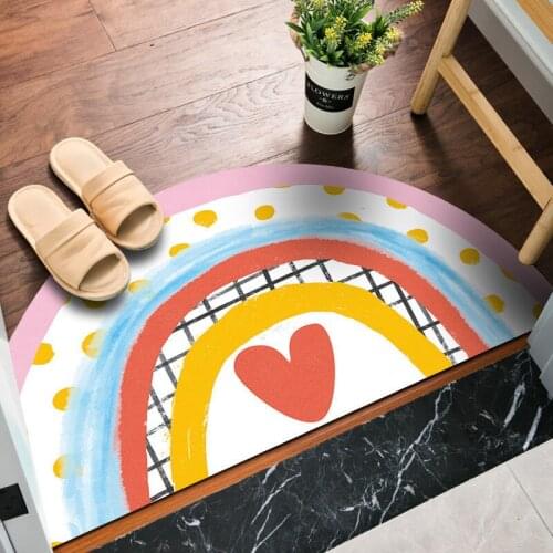 Household Anti-slip Entrance Door Mat Semi-circular Bathroom Mat Cute Rug Rainbow carpet 3d Anime Rug Floor Mat In The Room