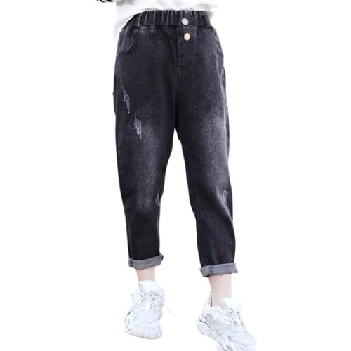 Jeans For Girl Ripped Kids Jeans Girls Casual Style Children Jeans Spring Autumn Childrens Clothes 6 8 10 12 14