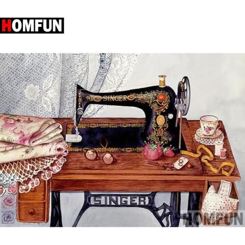 HOMFUN Full Square/Round Drill 5D DIY Diamond Painting "Sewing machine" Embroidery Cross Stitch 5D Home Decor A09225