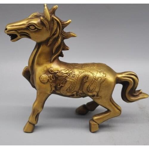 China brass dragon phoenix horse crafts statue