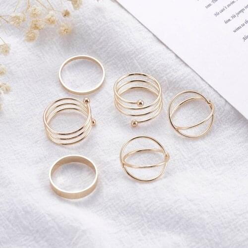 Vintage Gold Color Joint Rings Sets for Women Multi Layer Ring Simple Design Anillos Punk Jewelry Korean Version Goth Mujer